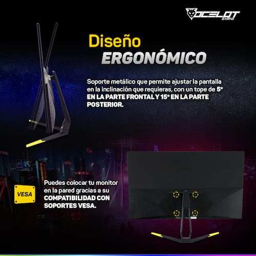 Monitor LED de 27'' Ocelot Gaming OGM27-01, Full HD, 144 Hz, 1-2 ms, HDMI/DisplayPort.