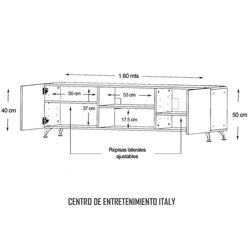  Mueble para TV de 70" Italy Moderno Hogare Parota Rojo 