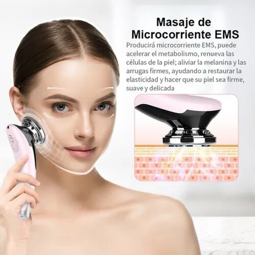 Masajeador Facial Ultrasónico Anlan 5 En 1 Ems Rosa
