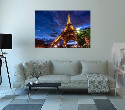 Cuadro Decorativo Canvas Atardecer en la Torre Eiffel 120 X 60 cm.