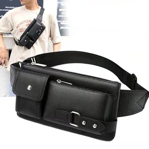 Cangurera Impermeable Mochila Riñonera Casual Vinipiel Multiusos NEGRO