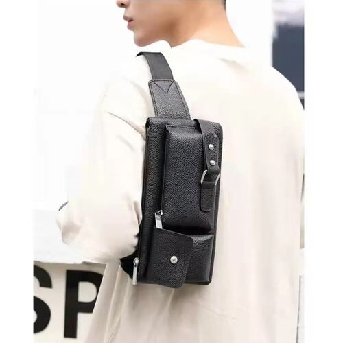 Cangurera Impermeable Mochila Riñonera Casual Vinipiel Multiusos NEGRO