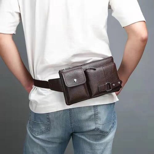 Cangurera Impermeable Mochila Riñonera Casual Vinipiel Multiusos NEGRO