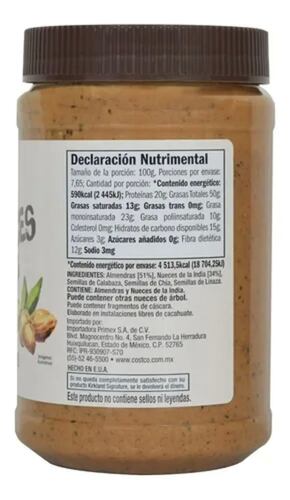 Crema De Nueces Mixtas Con Semillas 765g Kirkland