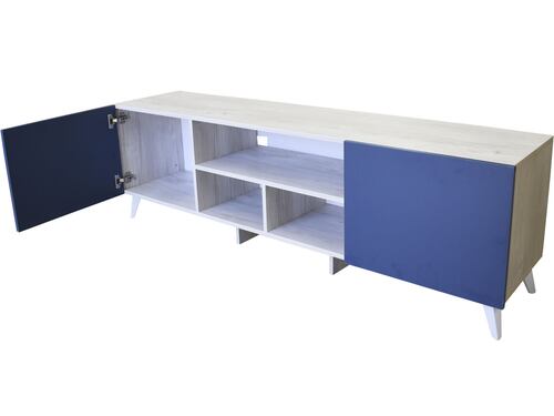  Mueble para TV de 80" Europa  Moderno  y Minimalista Hogare Blanco Azul 