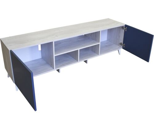  Mueble para TV de 80" Europa  Moderno  y Minimalista Hogare Blanco Azul 
