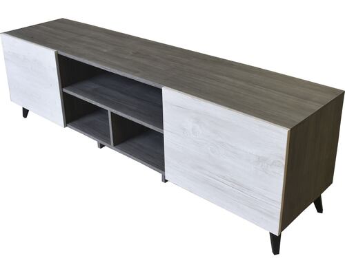  Mueble para TV de 80" Europa Practico e Inteligente Hogare  Gris Blanco