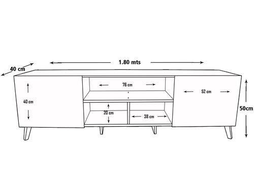  Mueble para TV de 80" Europa Practico e Inteligente Hogare  Gris Blanco