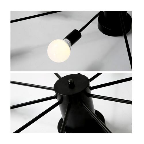 Lampara de techo estilo industrial hierro forjado minimalista negro con blanco 6 luces