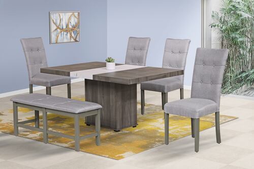 Antecomedor 4 Sillas 1 Banca Noria Gris - Kessa.