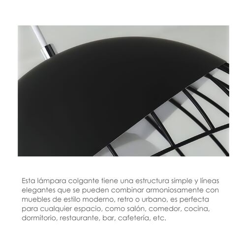 Lampara De Techo Colgante Tipo Jaula Industrial Decorativa 30 cm de diámetro