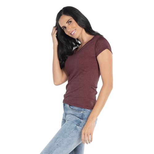 Playera Cuello V Manga Corta Con Silueta Para Dama