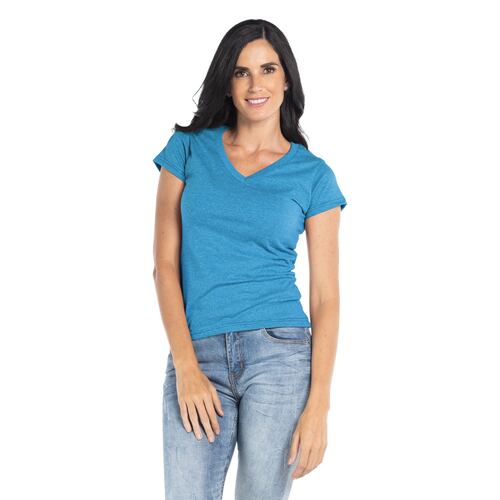 Playera Cuello V Manga Corta Con Silueta Para Dama