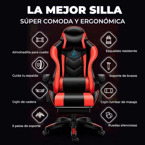 Silla Gamer Gaming Diseño Racing Video Juegos Oficina - Masaje 7 Posiciones Diferentes