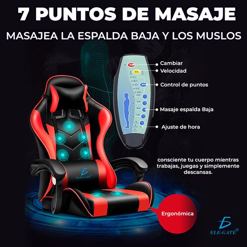 Silla Gamer Gaming Diseño Racing Video Juegos Oficina - Masaje 7 Posiciones Diferentes