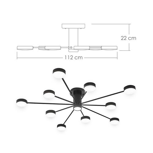 Lampara de techo estilo industrial hierro forjado lampara downlight 10+1 luces
