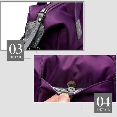 Bolsa Mujer Impermeable Viaje Nylon Tote Crossbody Bandolera Viajera MORADO.