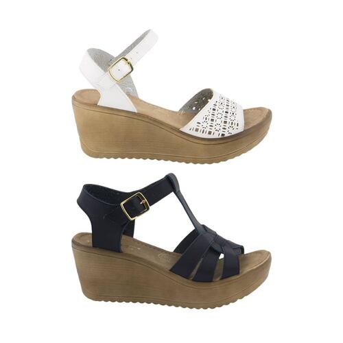 Kit de 2 pares de sandalias casuales Vi Line para mujer, azul y blanco, mod. 821182