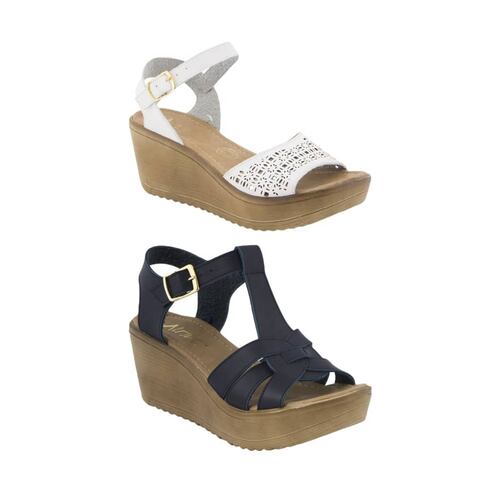 Kit de 2 pares de sandalias casuales Vi Line para mujer, azul y blanco, mod. 821182