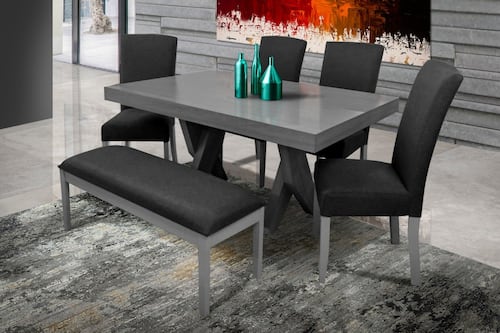 Antecomedor 4 Sillas 1 Banca Master Gris - Kessa.