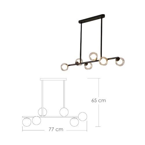 Lampara de techo estilo industrial Lámpara colgante barra molecular 6 luces