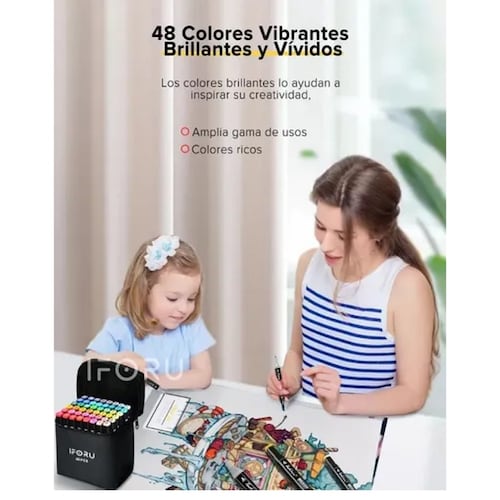 Marcadores Doble Punta Plumones Punta Pincel Iforu 48 Colors