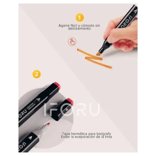 Marcadores Doble Punta Plumones Punta Pincel Iforu 48 Colors