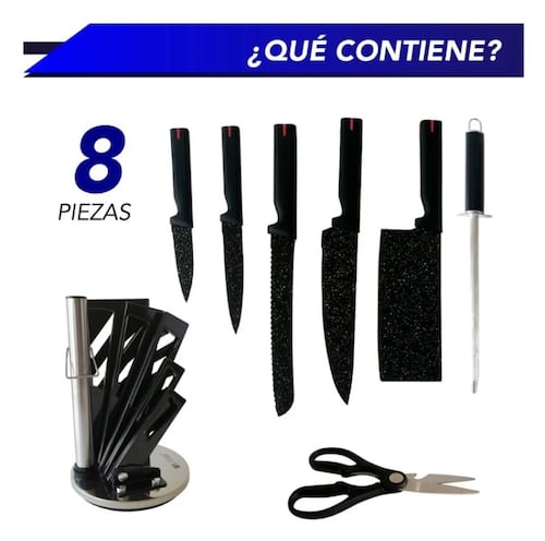 Juego De Cuchillos De Chef 8 Pz De Cerámica Con Base Hacha