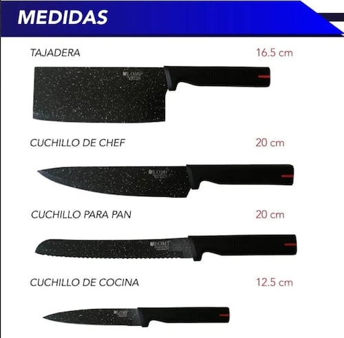Juego De Cuchillos De Chef 8 Pz De Cerámica Con Base Hacha