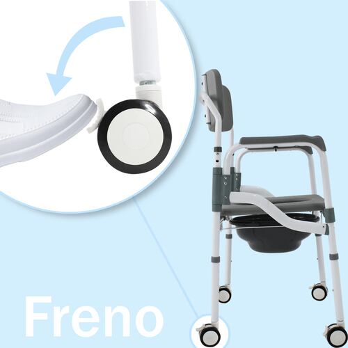 Silla Baño Premium Discapacitados Ducha Aluminio 3-1 Adulto Comodo