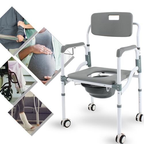 Silla Baño Premium Discapacitados Ducha Aluminio 3-1 Adulto Comodo