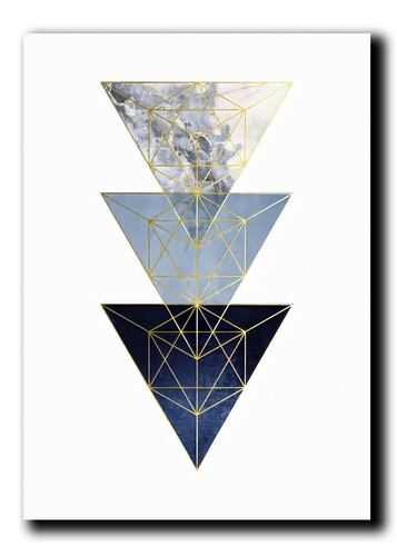 Cuadros Decorativos Set de 3 pzs figuras geométricas moderno Azul 40 X 60 cm