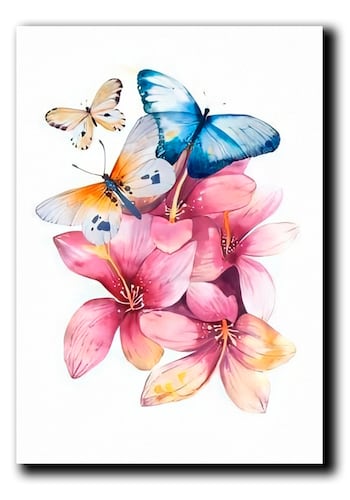 Cuadros Decorativos Set de 2 pzs Flores con Mariposas 40 X 60 cm