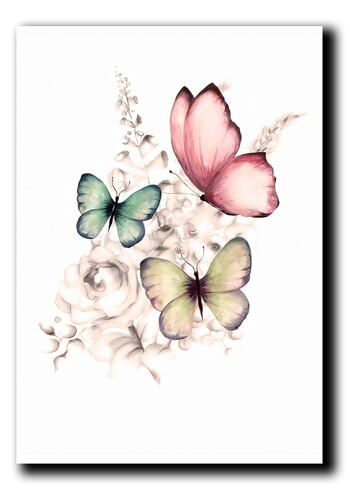 Cuadros Decorativos Set de 2 pzs Flores con Mariposas 60 X 90 cm.