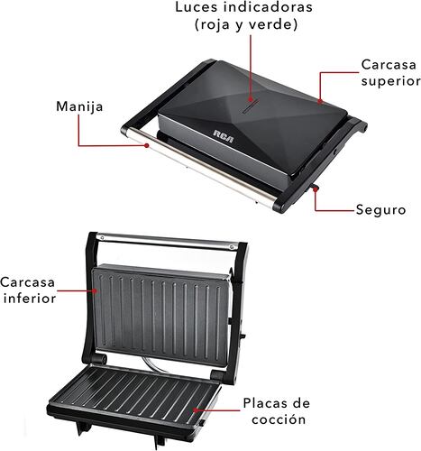 Parrilla Panini Sandwichera RCA RC-122G 120V 760W