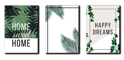 Cuadros Decorativos Set de 3 pzs Canvas de hojas moderno 60 X 90 cm.