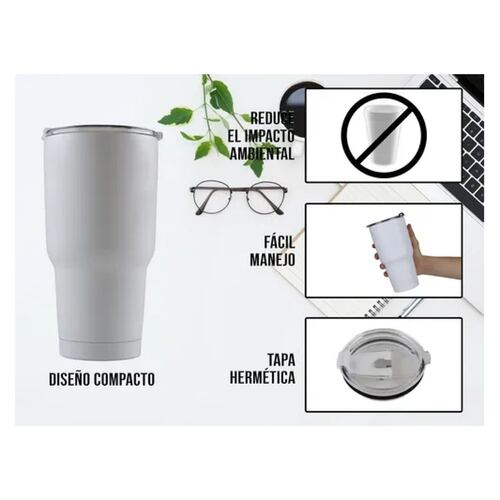 Vaso Termo Acero Inoxidable P/cafe 30oz Térmico Frío Calient