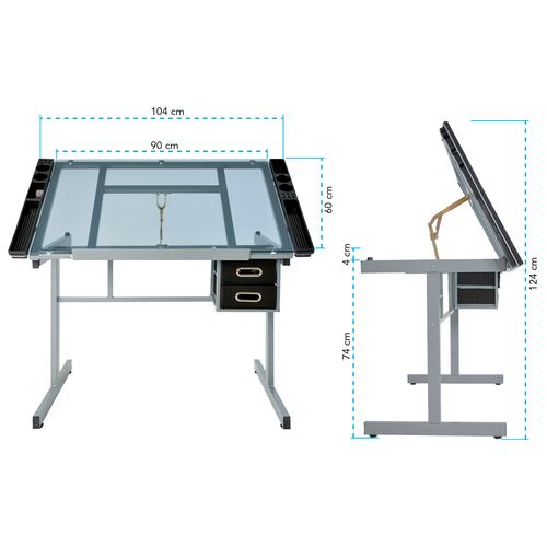 Restirador Profesional Cristal Templado Mesa de Dibujo Arquitectura Inclinacion