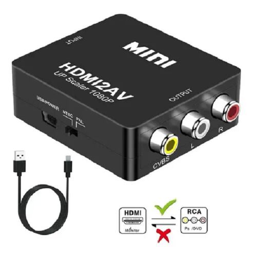 Adaptador convertidor HDMI a RCA Negro