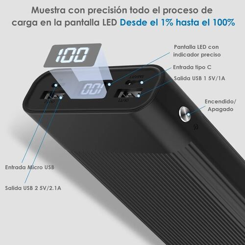 Power Bank Batería Portátil 20000mah Negra