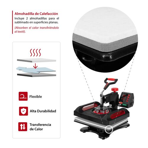 Plancha de Sublimación Combo 8 en 1 Multifuncional Giratoria para Camisetas, Gorras, Tazas, Platos