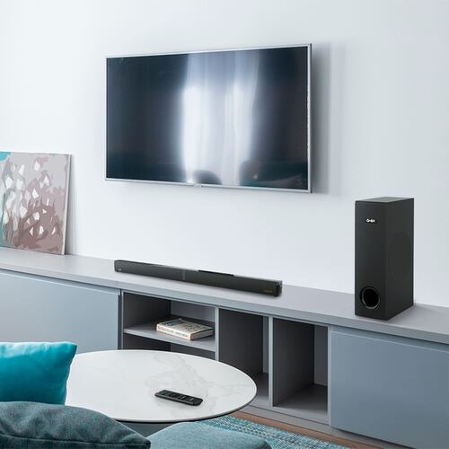 SoundBar Ghia GSB-014 de 100W con Subwoofer, Bluetooth, Óptico, HDMI ARC, USB, Auxiliar