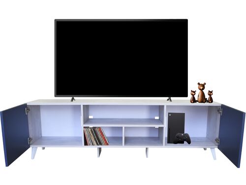  Mueble para TV de 80" Europa  Moderno  y Minimalista Hogare Blanco Azul 