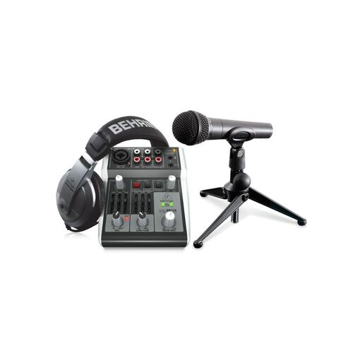 Sistema Podcasting BEHRINGER PODCASTUDIO 2 USB mezclador USB,  auriculares y micrófono.