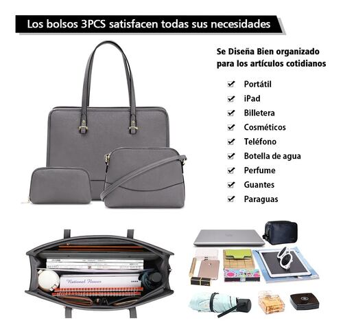 Set De Bolsa Para Dama 3 pcs  Gris
