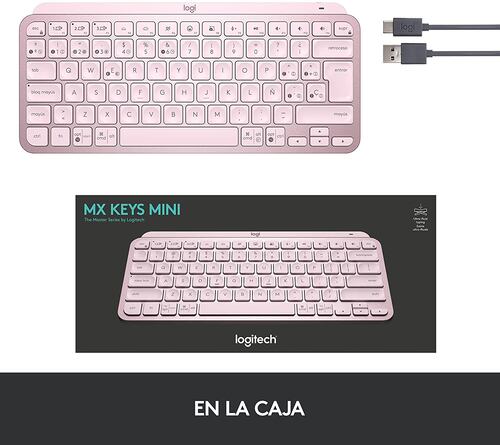 Teclado Logitech MX Keys Mini Iluminado Inalambrico Bluetooth Recargable Rosa 920-010478.