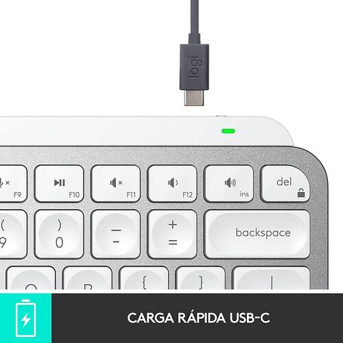 Teclado Logitech MX Keys Mini Iluminado Inalambrico Bluetooth Recargable Blanco 920-010477.