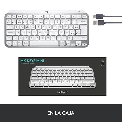 Teclado Logitech MX Keys Mini Iluminado Inalambrico Bluetooth Recargable Blanco 920-010477.