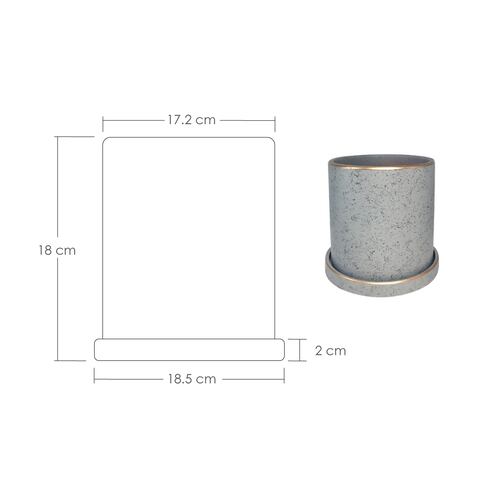 Ilios Innova Macetero borde dorado 18 cm alto, maceta de cerámica con plato de base, Elegante maceta para flores.