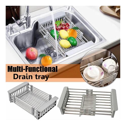 Escurridor Para Trastes Ajustable Fregadero Acero Inoxidable